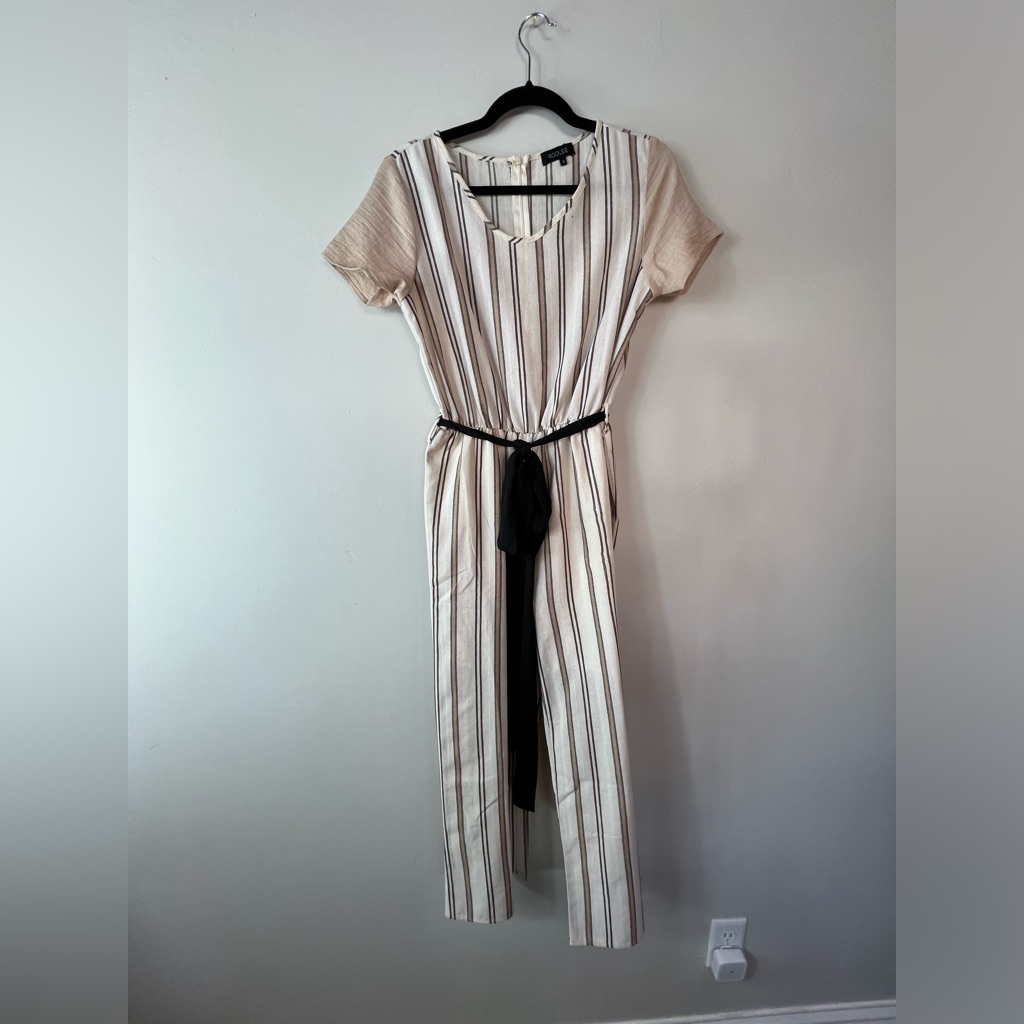 Roolee Jumpsuit Romper Striped Shortsleeve Ankle Size Small 1164